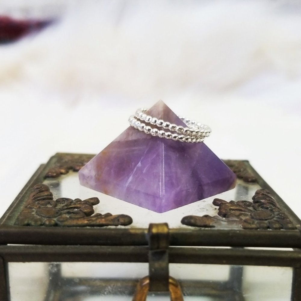 {nwt} Sterling Silver Beaded Midi Rings - set of 2 - Picture 4 of 6